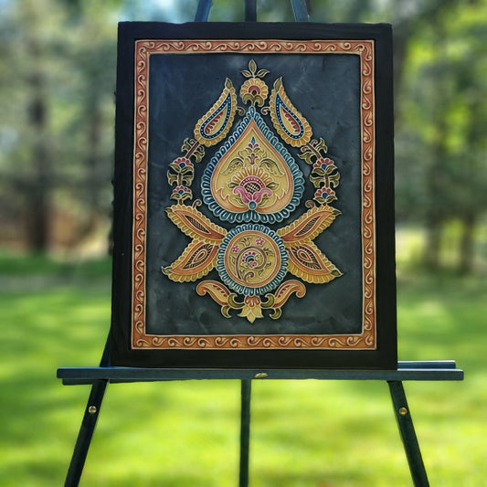 Black with Paisley and Medallion Relief Art Frame