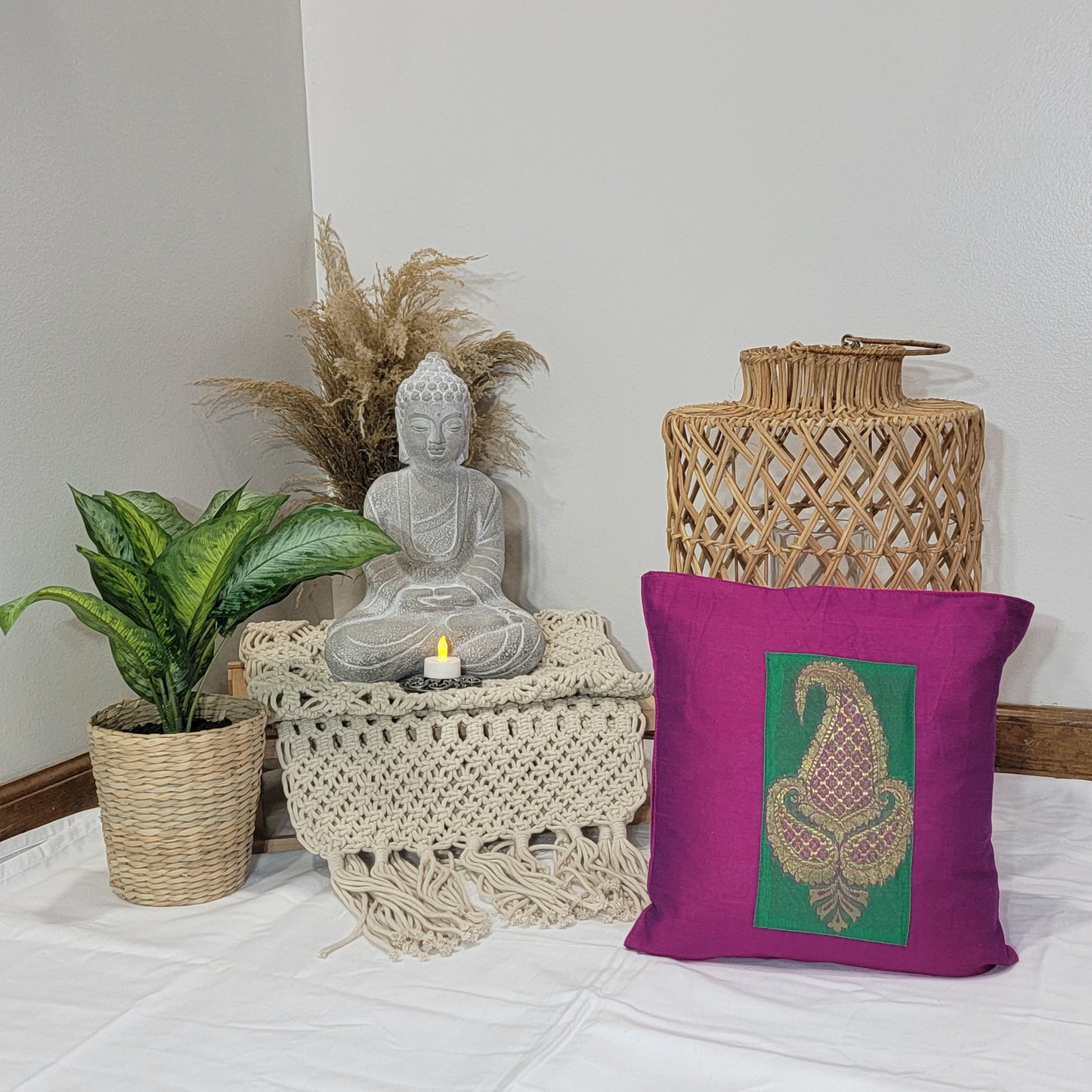 Pink Silk with Brocade Patch