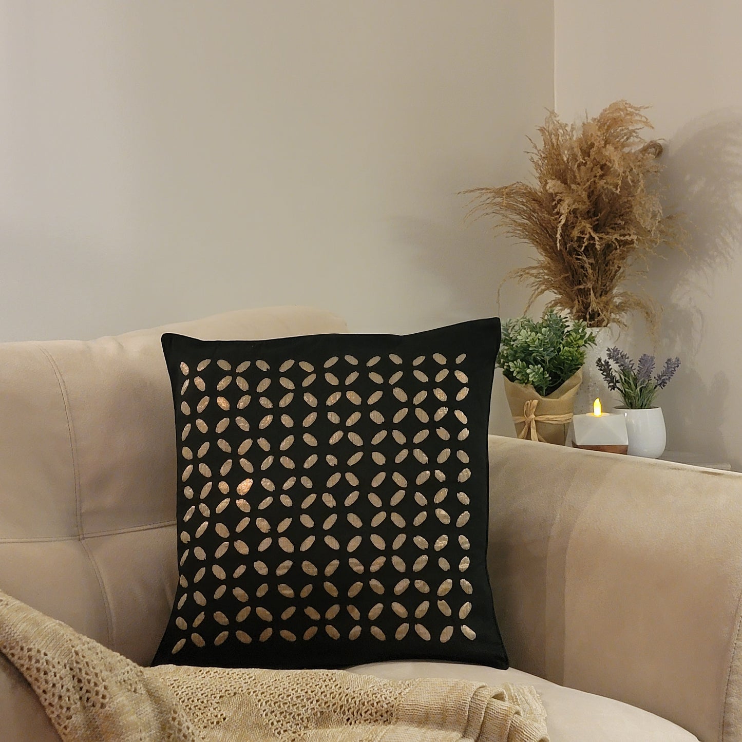 Black Silk Applique work