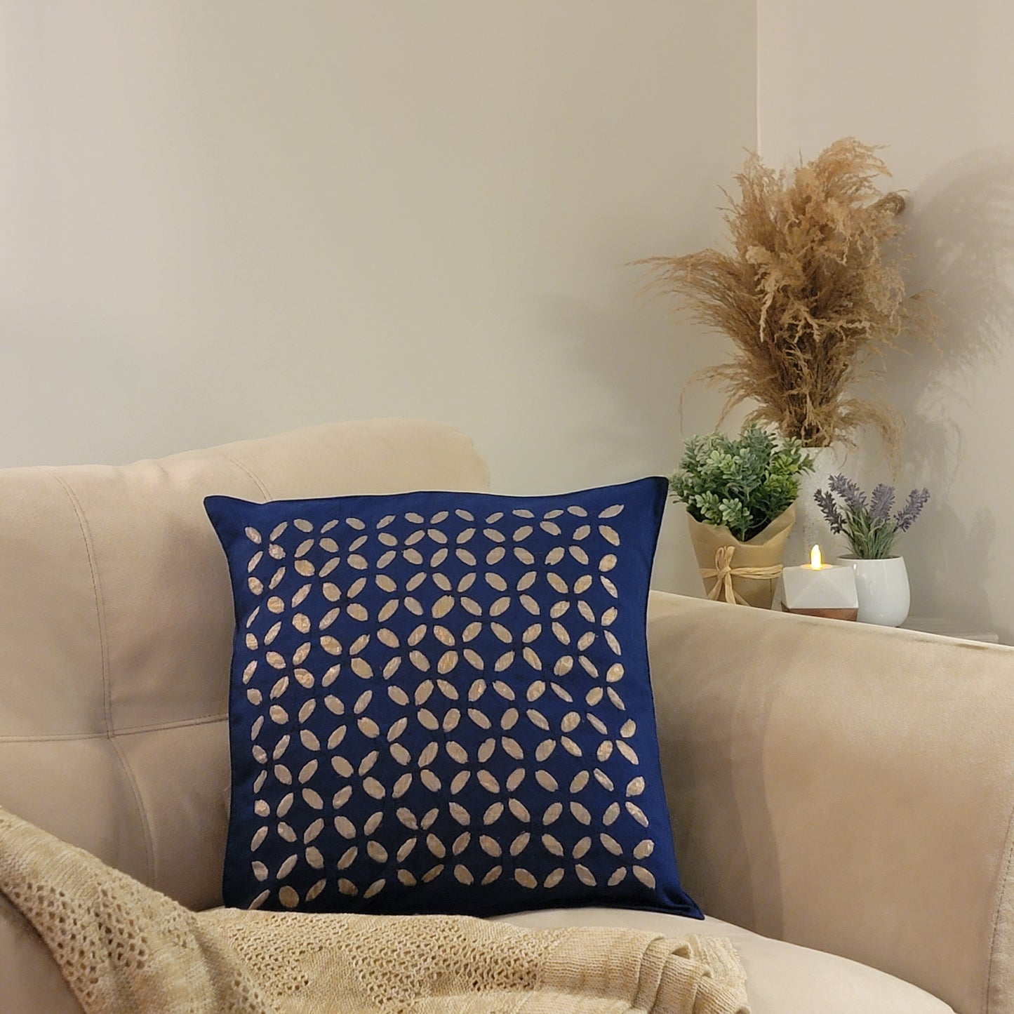 Blue Silk Applique work