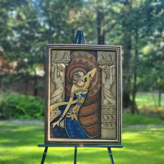 Woman in Temple Relief Art Frame