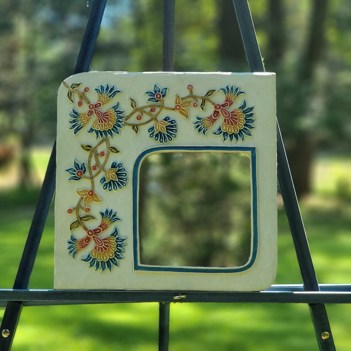 White Floral with Corner Mirror