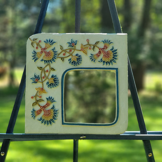 White Floral with Corner Mirror