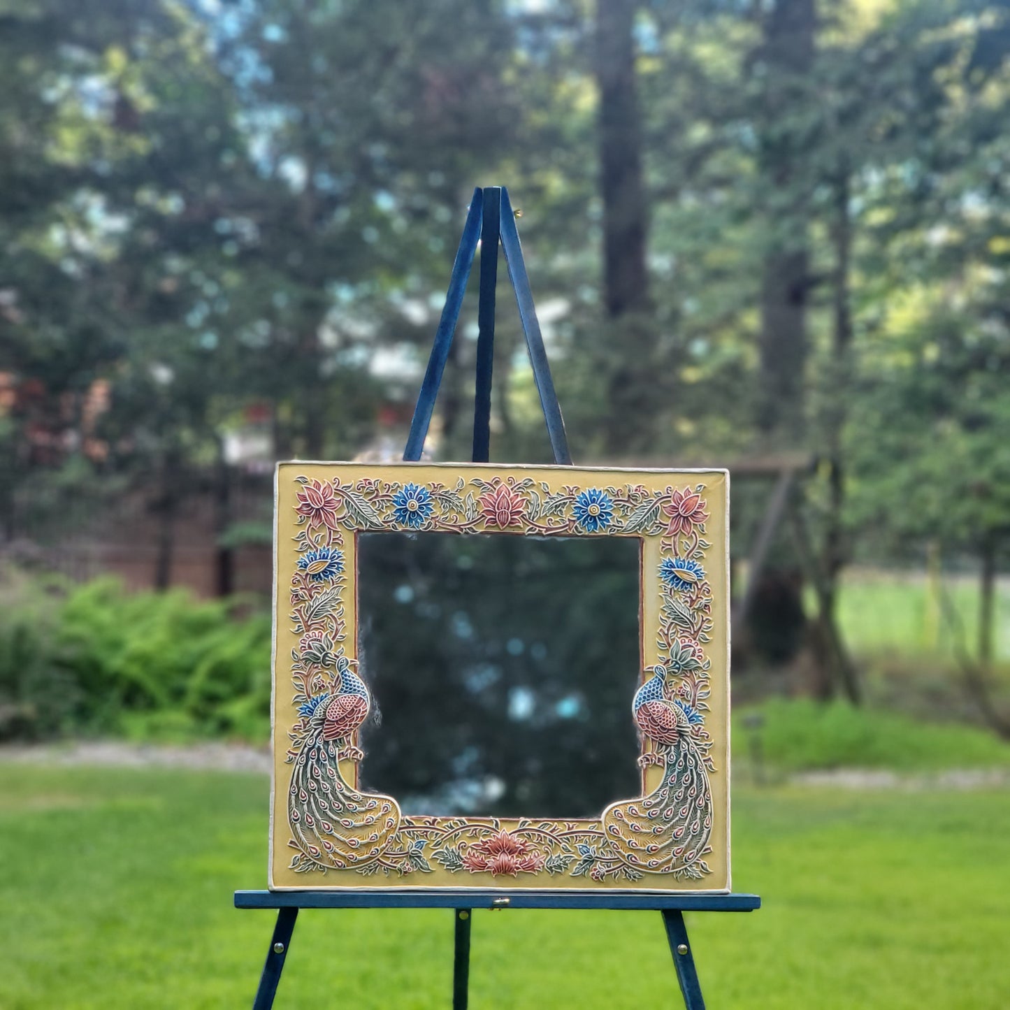 Peacock with Flowers Mirror 2