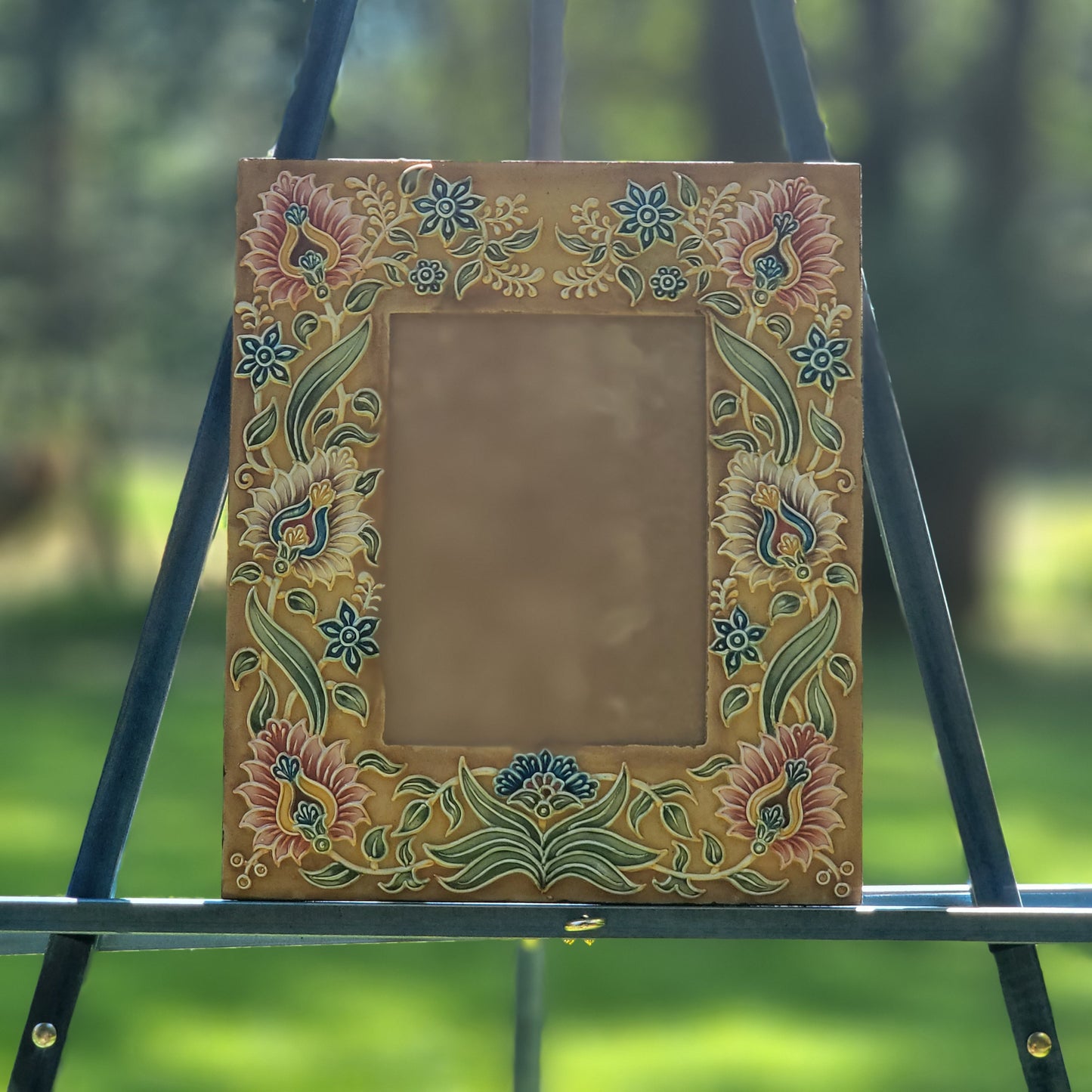 Brown with Red Yellow Flowers