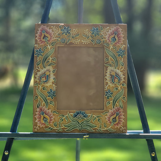 Brown with Red Yellow Flowers