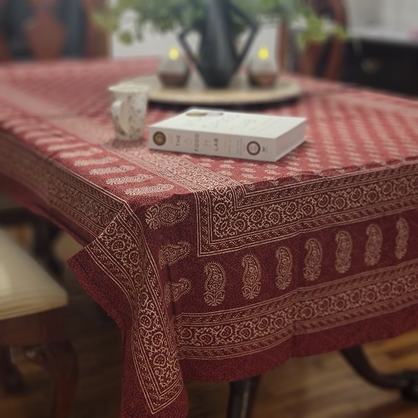 Cotton Block Print - Brown / Red