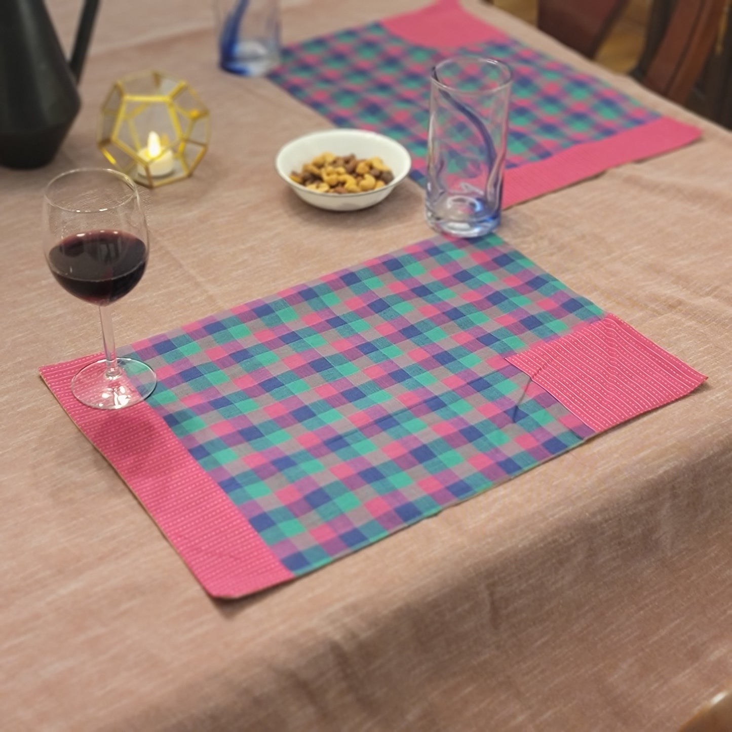 Checks With Pink Border & Patch