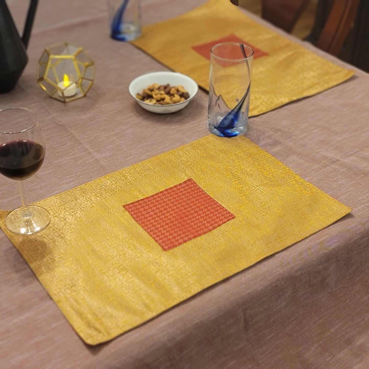 Gold Brocade With Red Patch
