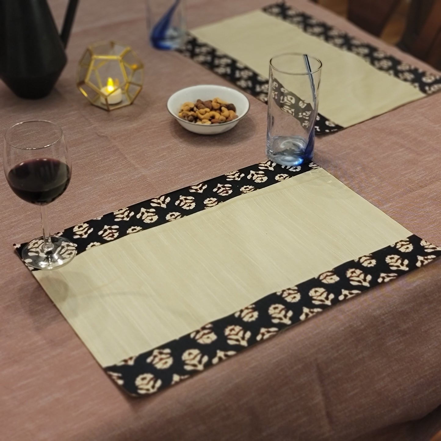 Cream With Black Block Print Patch