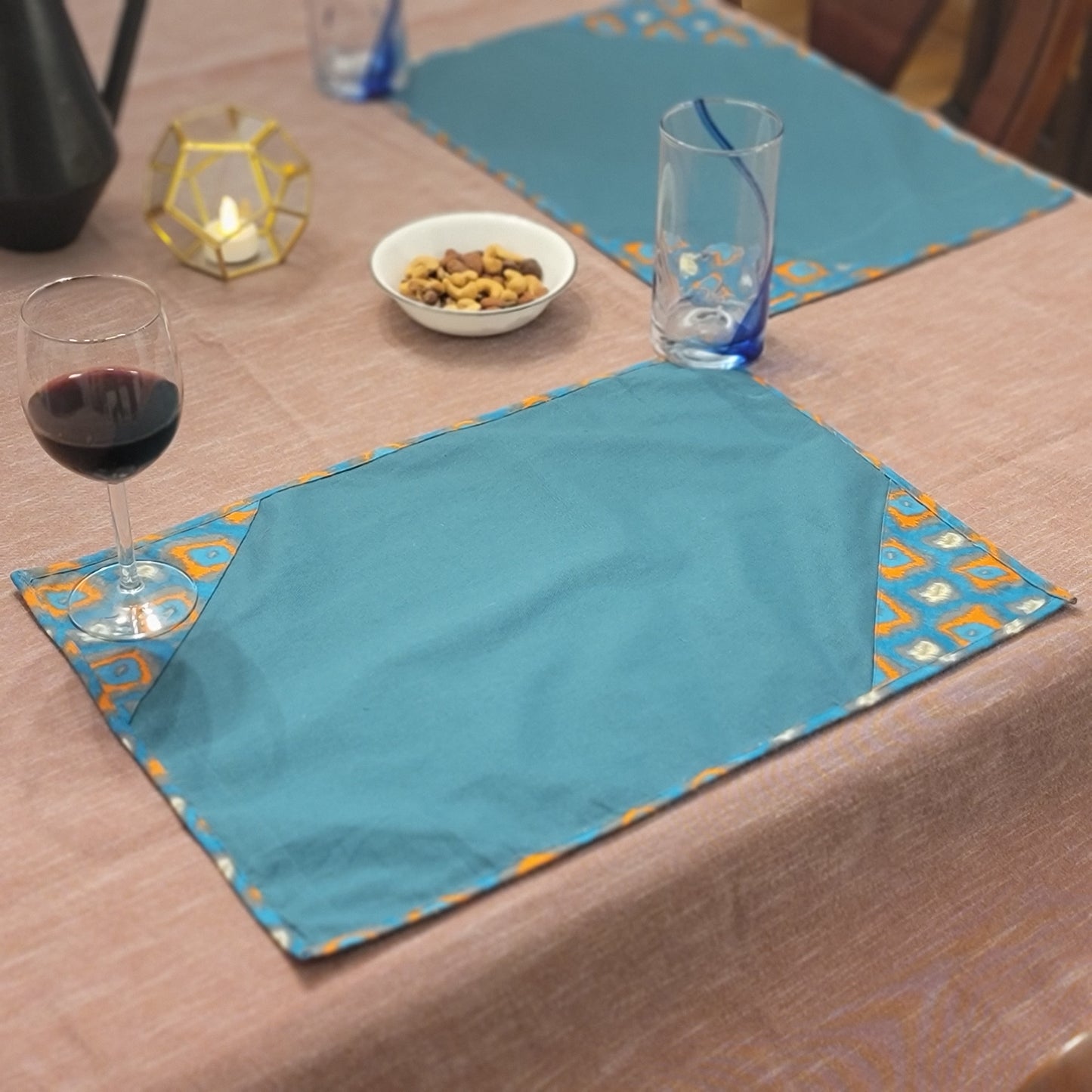 Teal With Ikat Patch