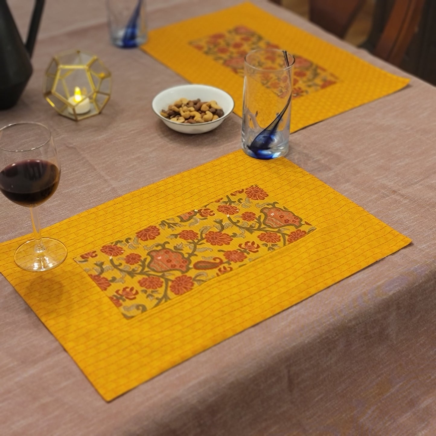 Yellow Orange With Red Kalamkari Patch