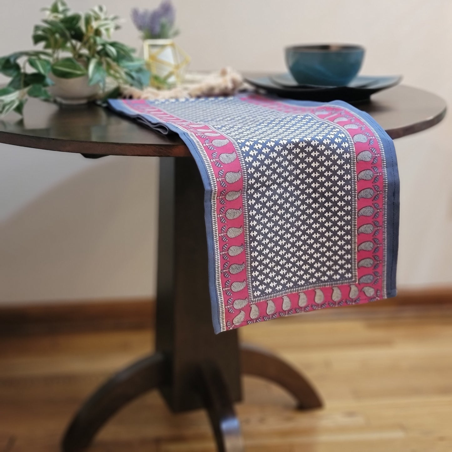 Block Print - Blue & Pink