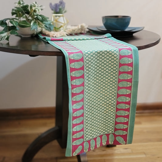 Block Print - Green & Pink