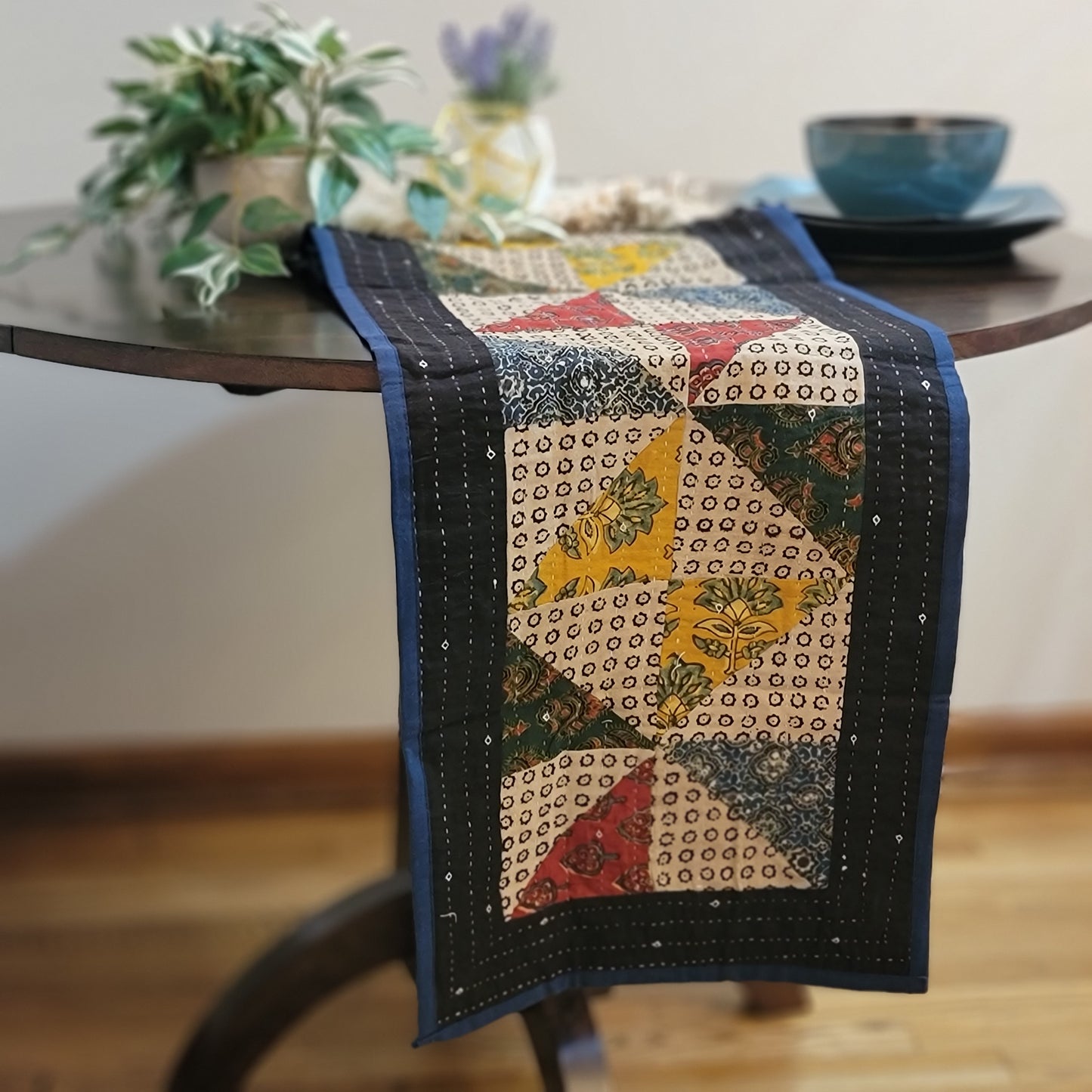 Blue Cotton Ajrakh Kantha Patchwork