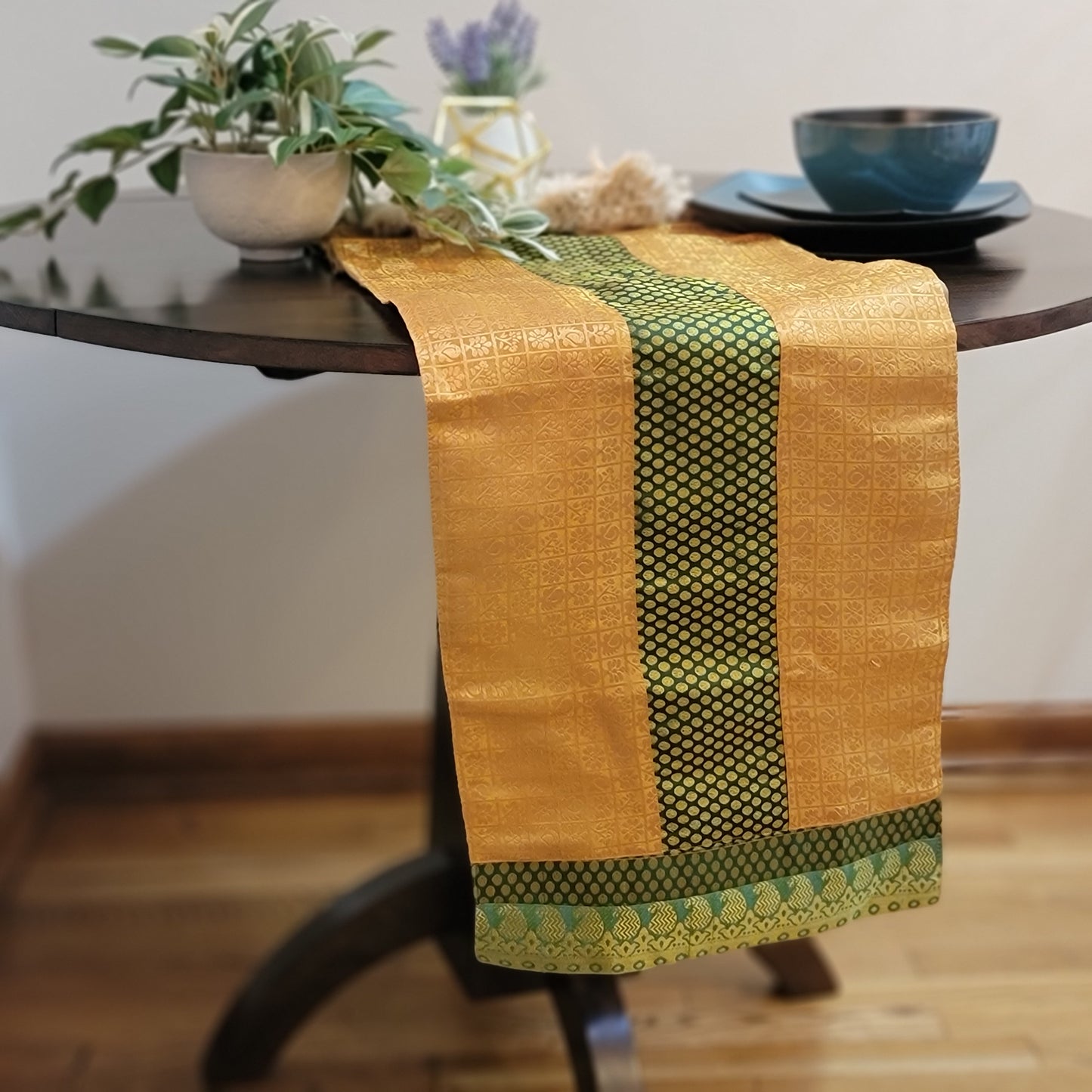 Yellow Gold with Green Brocade Border