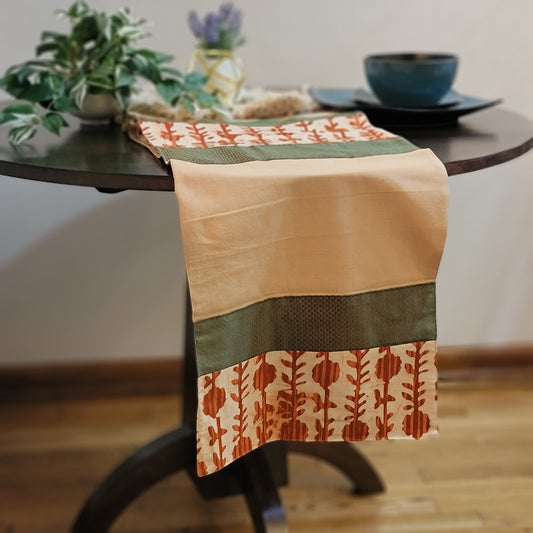 Beige with Orange Patch & Green Khan Border