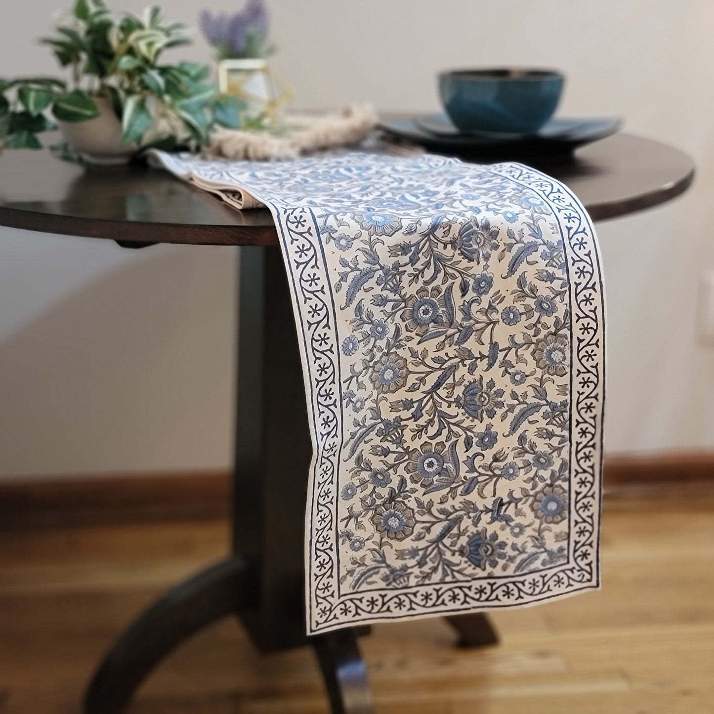 Block Print - Sky Blue and Grey Floral