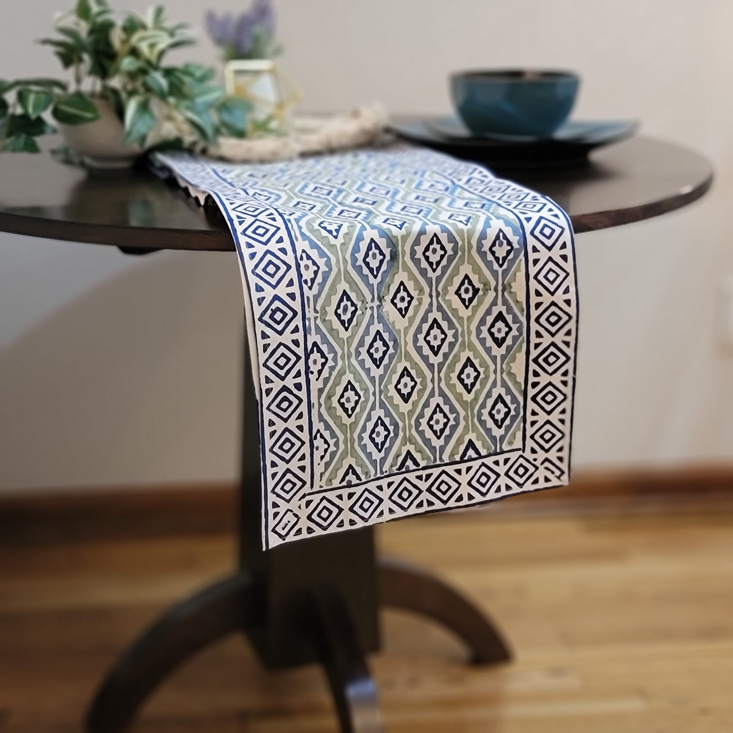 Block Print - Blue Green Geometric Pattern