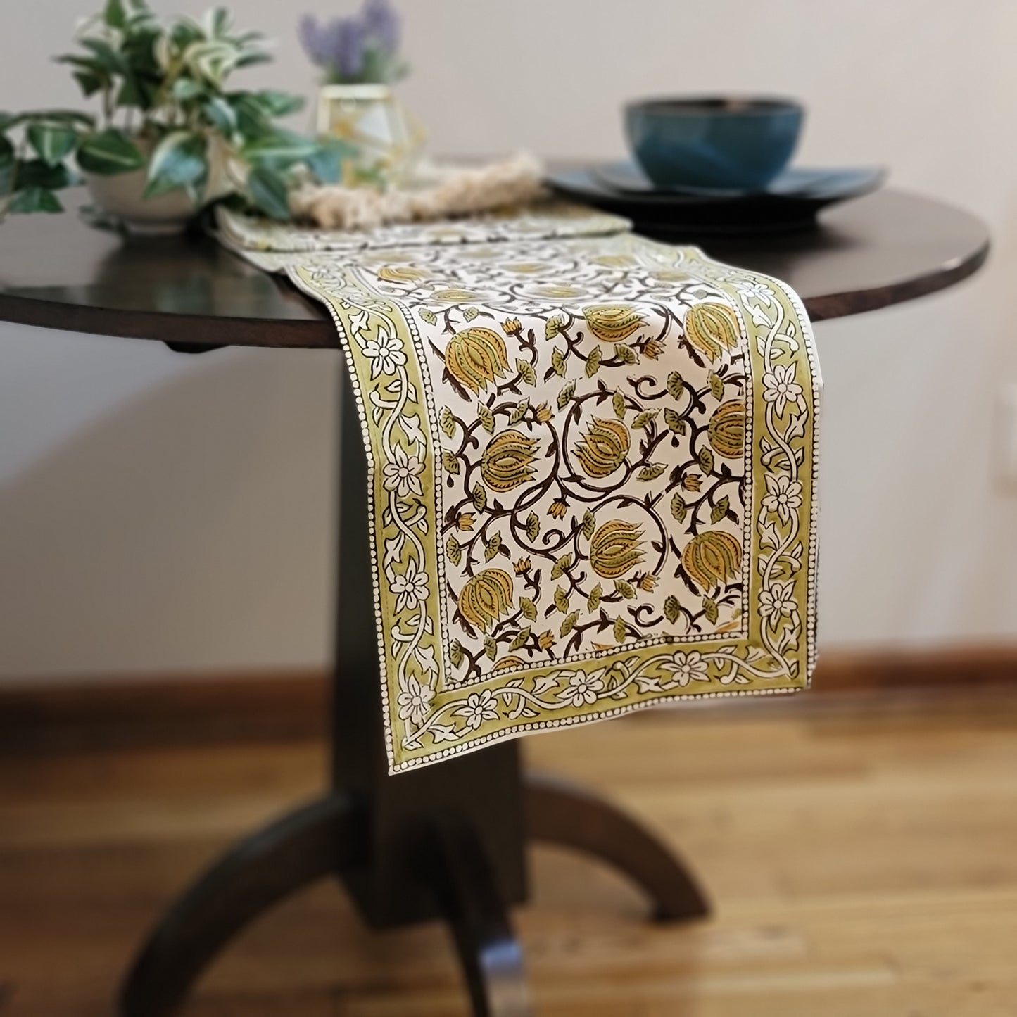 Block Print - Yellow Green Lotus