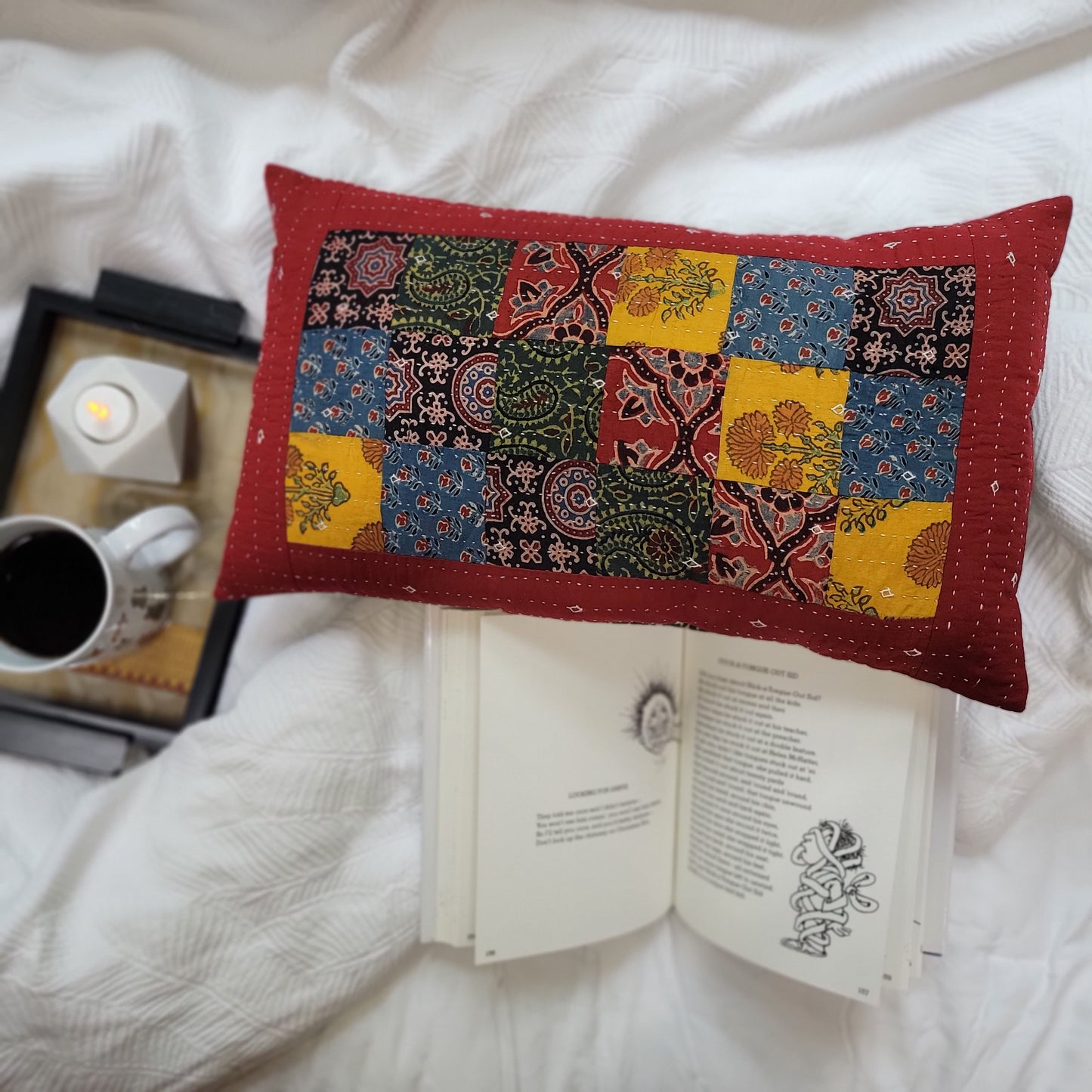 Red Cotton Ajrakh Kantha Patchwork