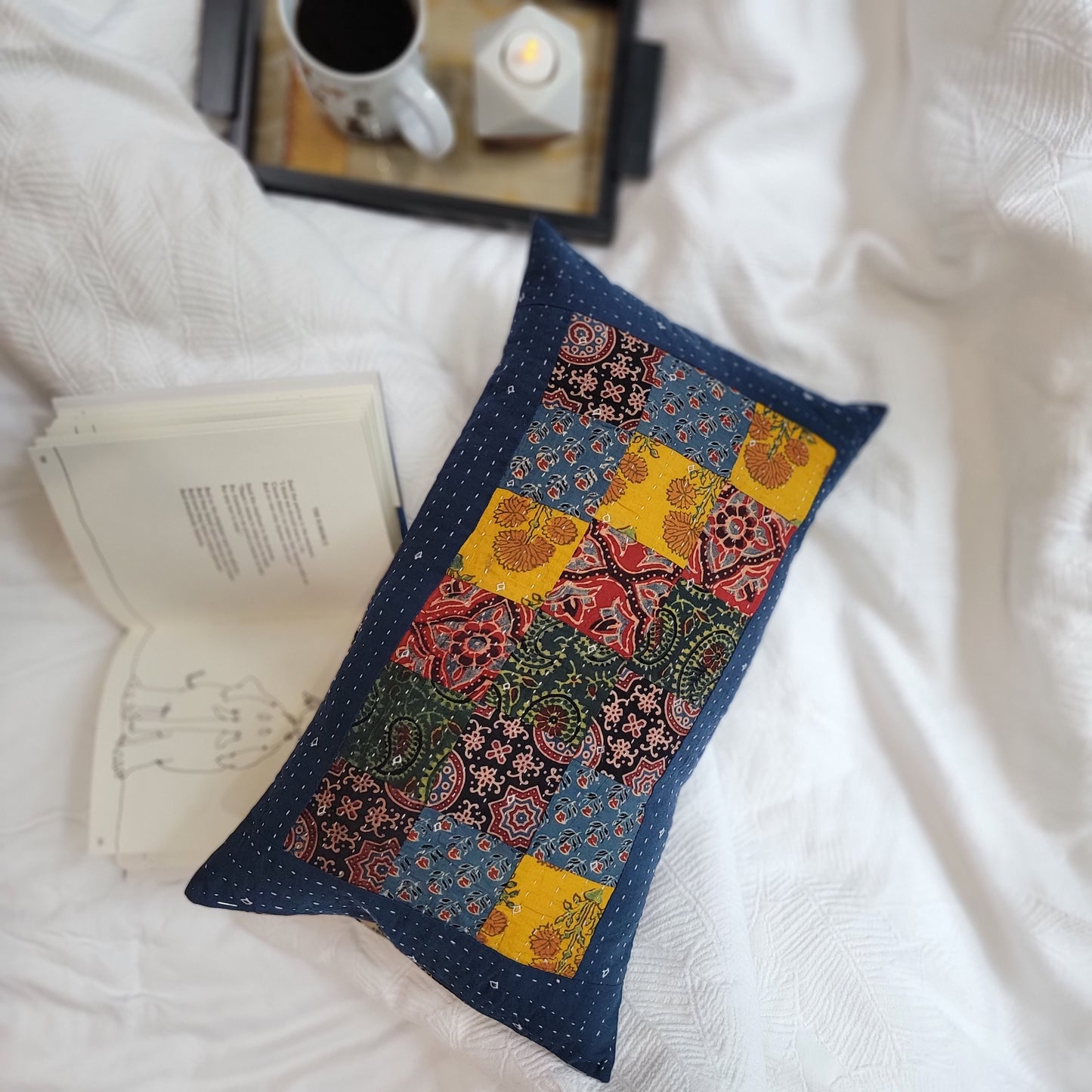 Blue Cotton Ajrakh Kantha Patchwork