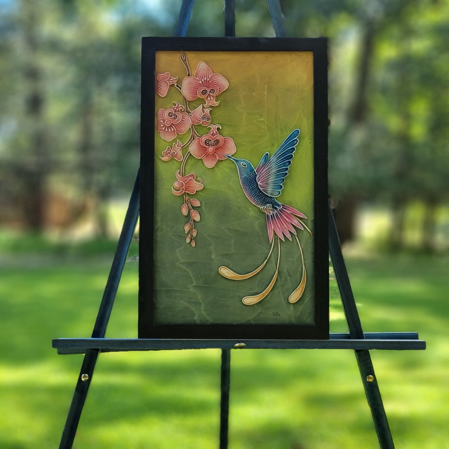 Blue Hummingbird Relief Art Frame