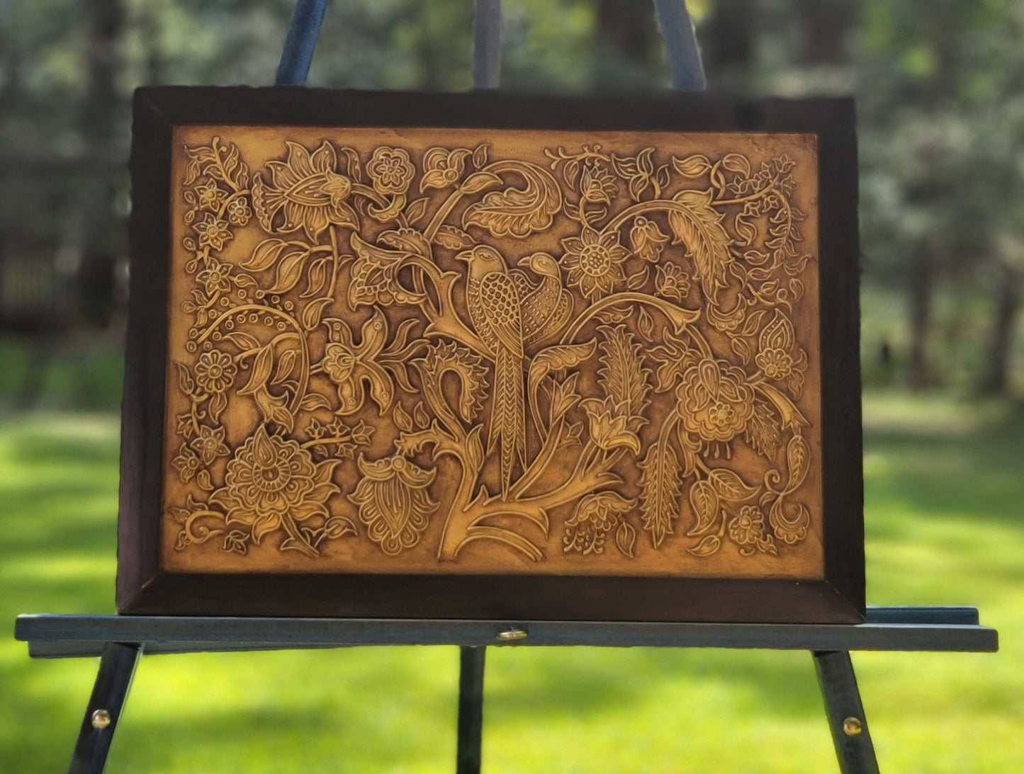 Golden Koyal and Tree Relief Art Frame