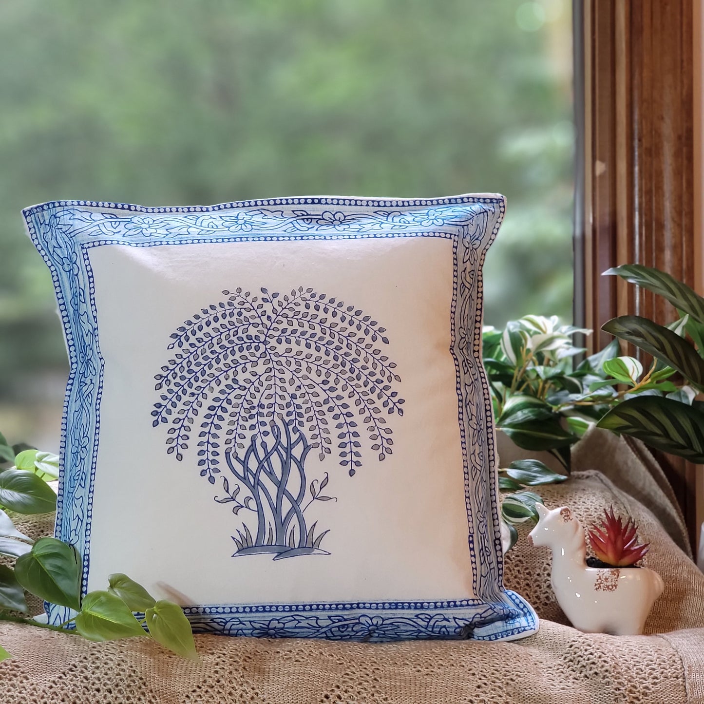 Blue Tree Cotton Block Print