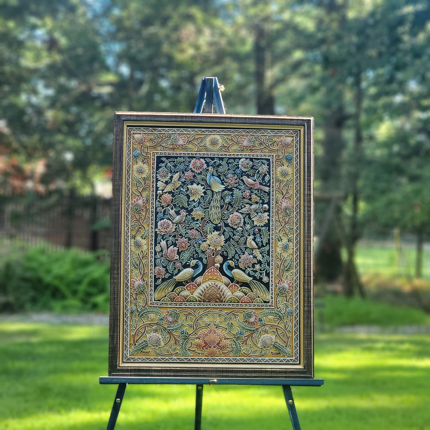 Tree of Life with Peacock Relief Art Frame